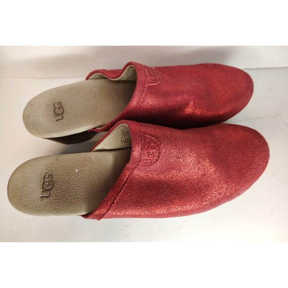 Ugg Evie Red Sparkle Clogs Shoes, Size 6, Slip On, Boho Festival, Womens - Picture 3 of 8